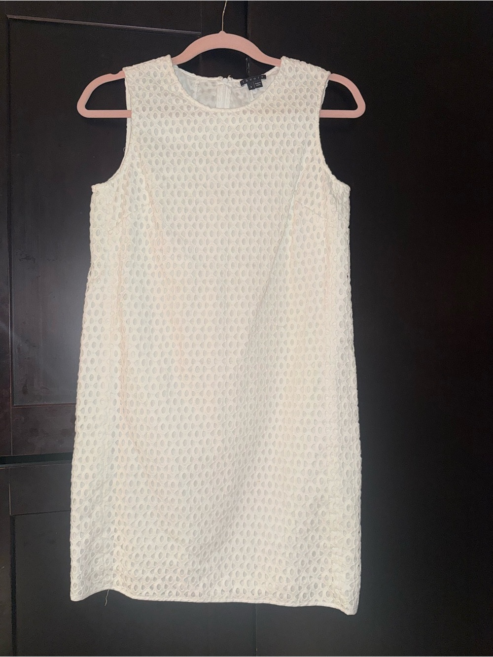 Theory White Eylet Sleeveless Shift Mini Dress